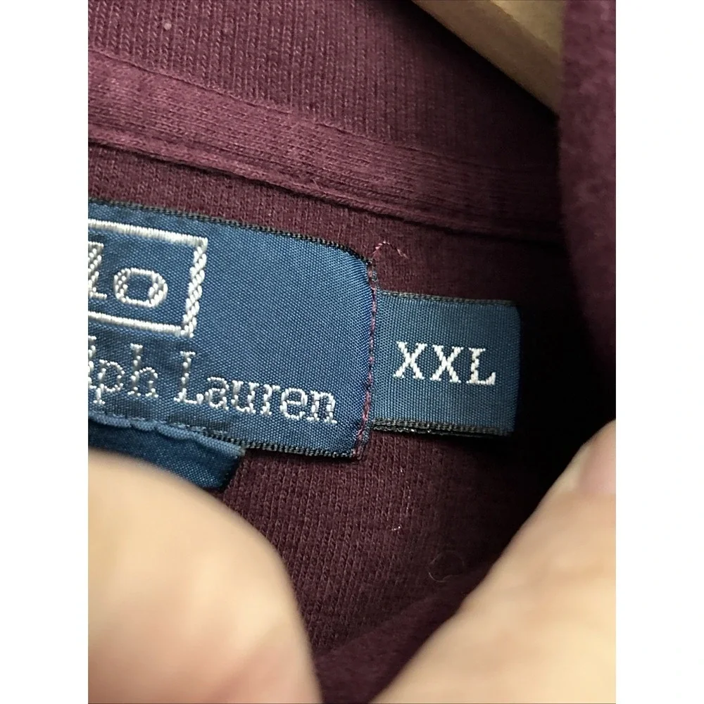 Vintage Ralph Lauren Mens Shawl Neck‎ Jumper Sweater Burgundy Size XXL / 2XL